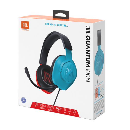 JBL Quantum 100N - Blue / Red - Wired over-ear gaming headset with detachable mic - Detailshot 15